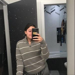 Vintage green and white quarter zip